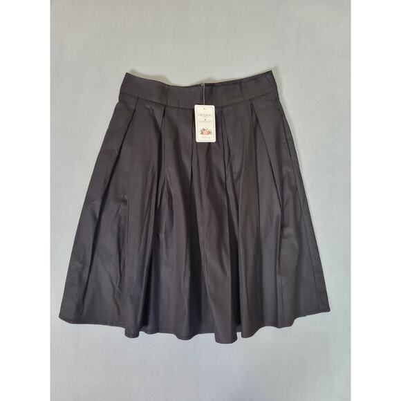 Dresstore Womens Pleated Knee Length Skirt Pockets Black Zip-Up Back Medium - Picture 1 of 8